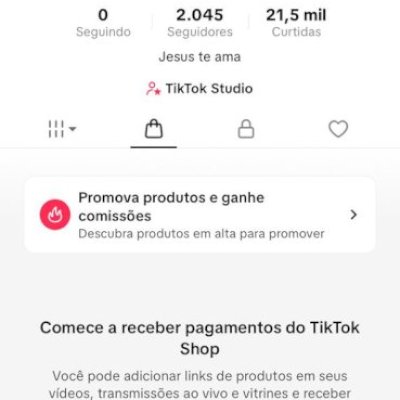 CONTA DO TIKTOK COM SHOP ATIVO +2K SEGUIDORES, 21,5K CURTIDAS (PROMOVER ATIVO)
