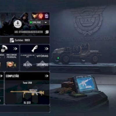 Conta nível 350, com 20 lendários MJ, top 5k na bio