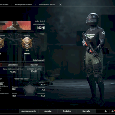 CONTA ARENA BREAKOUT INFINITE 183M, 100+ skins e luva.