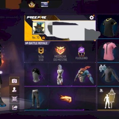 Conta FF nível 70 com bandeirão, punho, passe Mano Max, camisas de time etc...
