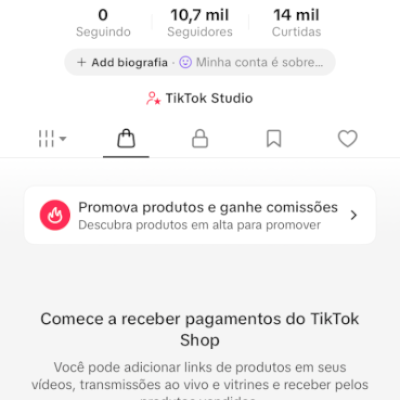 CONTA DO TIKTOK COM SHOP ATIVO +10,7K SEGUIDORES (FALTA 2K VIEW PRA MONETIZAR)