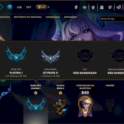 Prata 2 com TODOS os Champs e 286 Skins ( ADC / MID / JG )