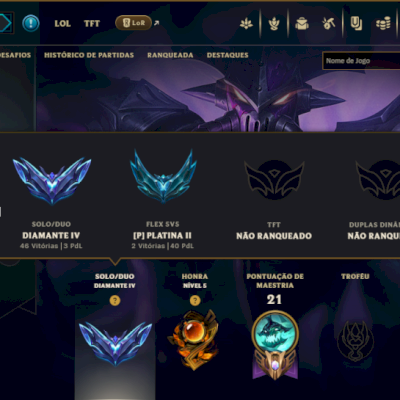 Diamante 4 com 75 Champs e 4 Skins