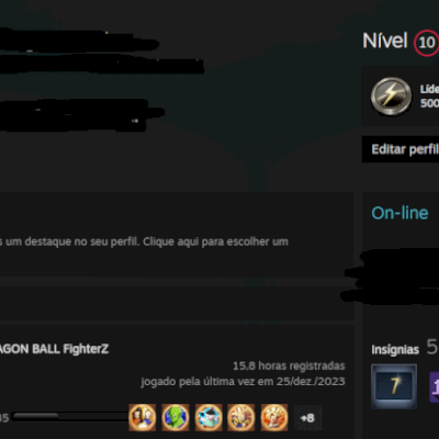 Conta steam LV10 com Dragon Ball FighterZ+GTA5+StardewValley  (disponível)