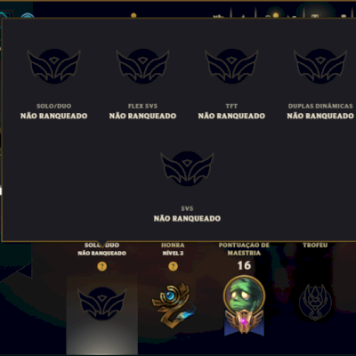 Unranked com 20 Champs e 34 Skins