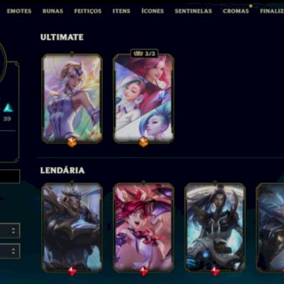Conta de LOL com várias skins, usuário único, dados de recuperação no preço
