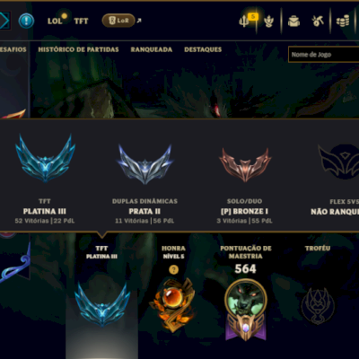 Bronze 1 com TODOS os Champs e 126 Skins ( ADC / JG / SUP ) - ( Nivel 595 )