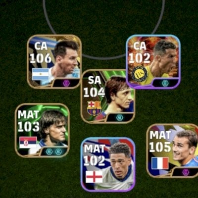 CONTA EFOOTBALL RARA!  CRUYFF 104 + DUAS  VERSÕES DO MESSI + CRIS  102 E++
