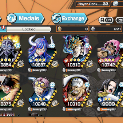 Conta One Piece Bounty Rush! Zoro Ex 100, Akainu EX 88, King 100! Suportes bons.