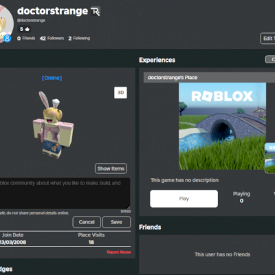 Conta Roblox 2008 User Raro