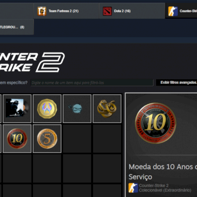 CONTA CS2 PRIME COM MEDALHA DE 10 ANOS E 19 ANOS DE STEAM