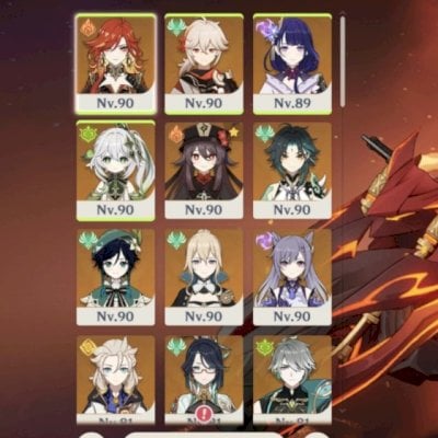 conta genshin impact ar59, 15 personagens t5 e 11 armas t5, nahida c2, jean c3