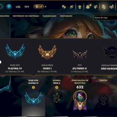 Ouro 1 com TODOS os Champs e 114 Skins ( MID / ADC / TOP ) - ( Nivel 421 )