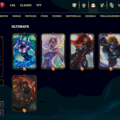 Conta com 1065 skins, todos campeoes
