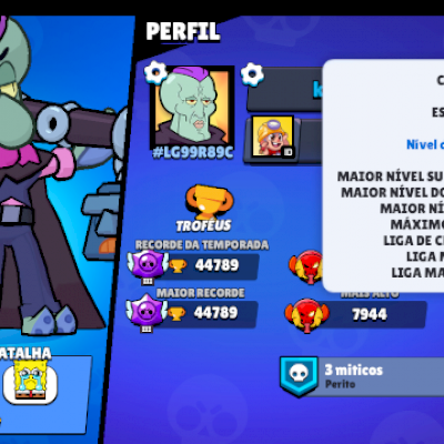 Conta de 2018 com mais de 40k de troféus, todos os brawlers quase todas hyper