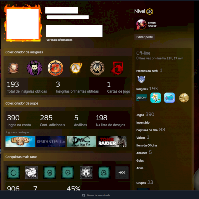 Conta steam lv 130 com 390 jogos + csgo full legit
