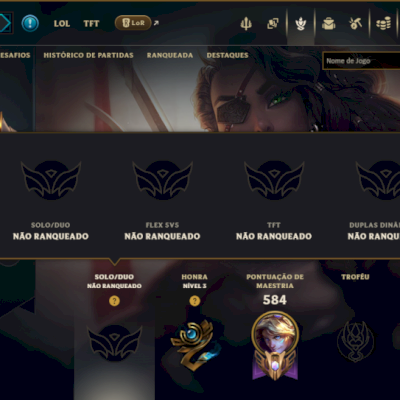 Unranked com TODOS os Champs e 305 Skins ( ADC / JG ) - ( Nivel 533 )