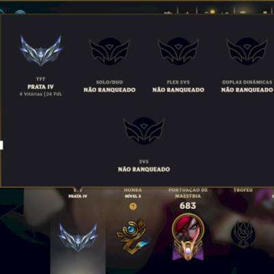 Unranked com TODOS os Champs e 169 Skins ( Nivel 424 )