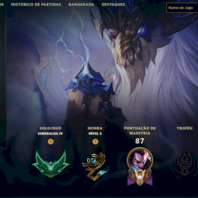 Conta Esmeralda 4, Nível 60, 45 Campeões e 18 Skins