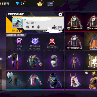 CONTA DE FF RARA E ANTIGA (MUITO GEMADA ) BARBINHA+ANGELICAL+samurai zumbificado