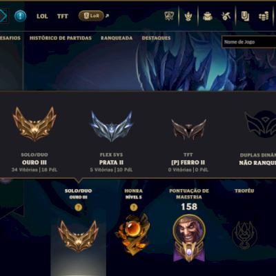 Ouro 3 com 130 Champs e 60 Skins ( ADC / JG )
