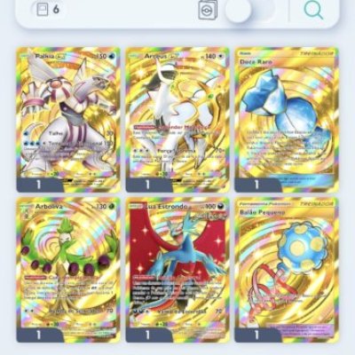 CONTA POKÉMON TCG POCKET - 6 DOURADAS (CROWN) + SHINY EX E MEGAS!