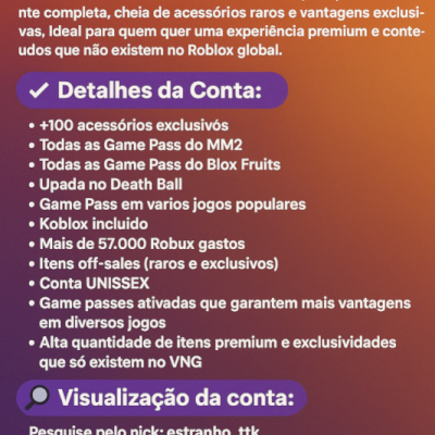 CONTA ROBLOX VIETNÃ (VNG)COM KOBLOX E 57K DE ROBUX GASTOS