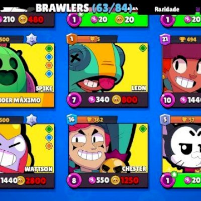 Conta no bralw com 22k de troféu e diversas skins