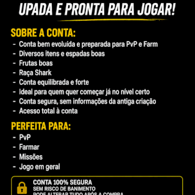 CONTA BLOX FRUITS LV MAX + FRUTAS MITICAS + ITENS + SHARK V4