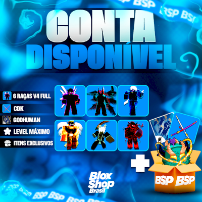 CONTA BLOX FRUITS > 🤖🦈🐰🙎‍♂️😇👨‍🎤6 RAÇAS V4 FULL+ ⚔️CDK + 👊GHM + LVL MAX