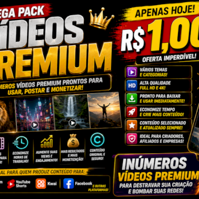 +1600 Vídeos Premium – TikTok, Reels, Shorts, Kwai e Facebook-ENTREGA AUTOMÁTICA