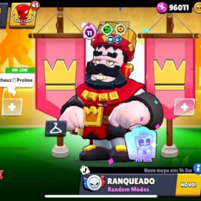 CONTA BRAWL STARS FULL GEMADA 2018 COM SHELLY ESTELAR, REI FRANK VERMELHO