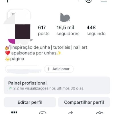 Perfil de Unhas/Nail Art  16,7k Seguidores Orgânico