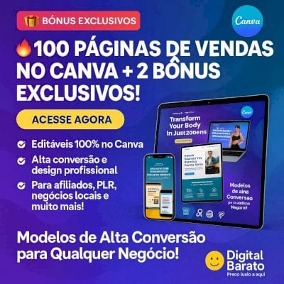 🎯+100 Páginas de Vendas no Canva + Bônus Exclusivo 🎁🟢Entrega 24hs Garantida✅