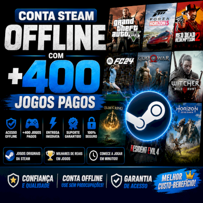 🎮 CONTA STEAM COM +400 JOGOS PAGOS | PACK PREMIUM | ENTREGA AUTOMÁTICA ⚡