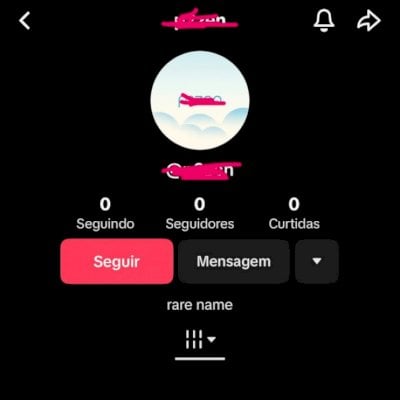 Conta com nome de usuário RARO TikTok