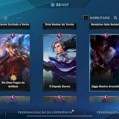 CONTA DO WILD RIFT FOCO EM ADC 53 SKIN 4 LARANJAS