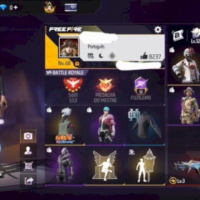 🔥 FREE FIRE À VENDA | CONTA BÁSICA LV68 | PRIME 4 | COM SOMBRA ROXA E +!