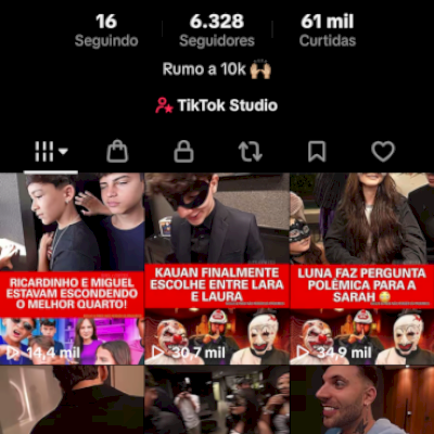 conta no tik tok 6,3k seguidores e alta taxa de viralização