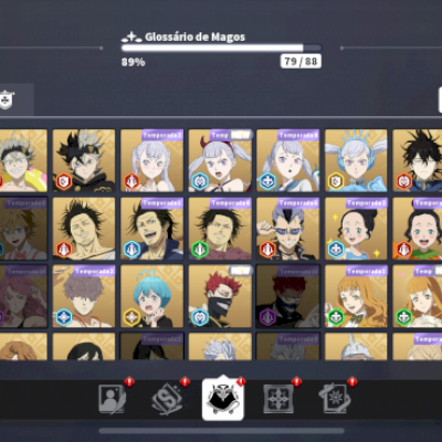 CONTA BLACK CLOVER M LVL 37 COM VARIOS PERSONAGENS.