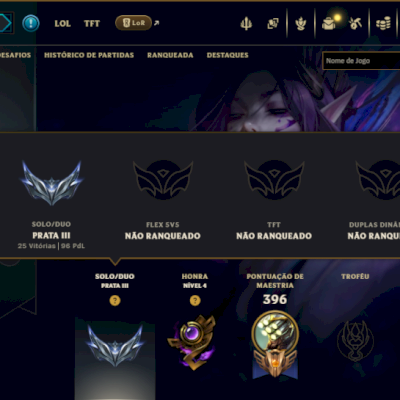 Prata 3 com TODOS os Champs e 80 Skins ( Mais de 50 Jogos )