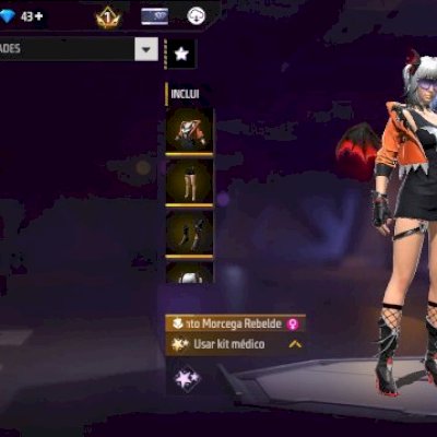 CONTA FF COM SKIN MORCEGA REBELDE + EMOTE RARO + 43 DIAMANTES (SEU EMAIL)