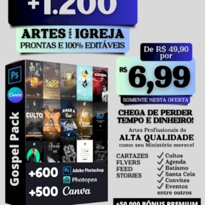 Pack Gospel 1200 Artes para Igrejas e Ministérios