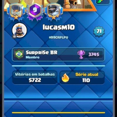 Conta Nível 71, 13.700 troféus, 16 evoluções e muitas cartas nvl 16.