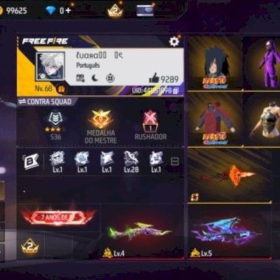 Conta de free fire,2017 e gemada