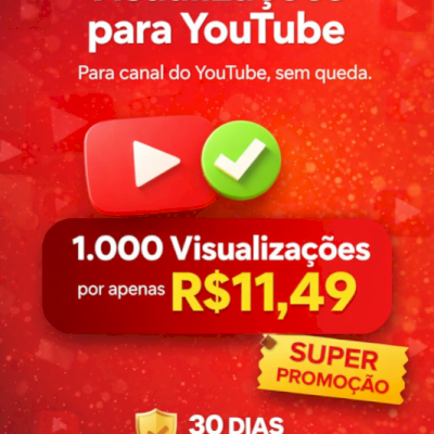 Visualizações sem queda para YouTube promoção