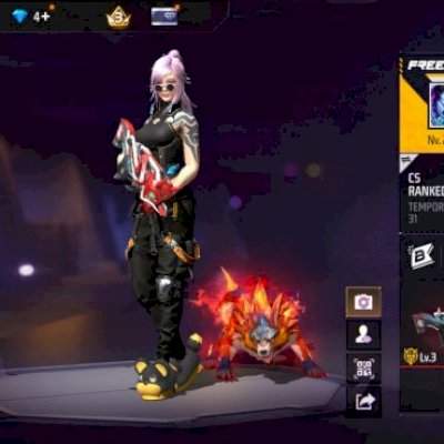 conta com 2 armas de evolução, nv29, 2 passes: 1 de fogo e 1 de booyah