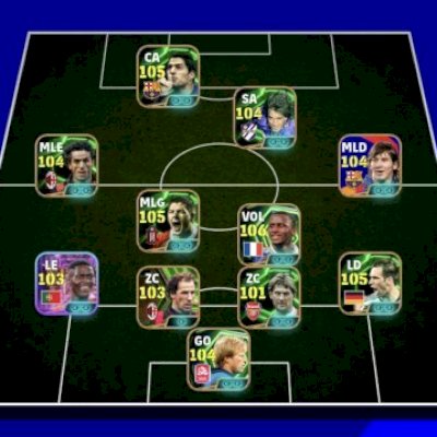 Conta eFootball Top / Força 3213 / Vieira 106, Messi 104, Suárez 105 + 15M GP