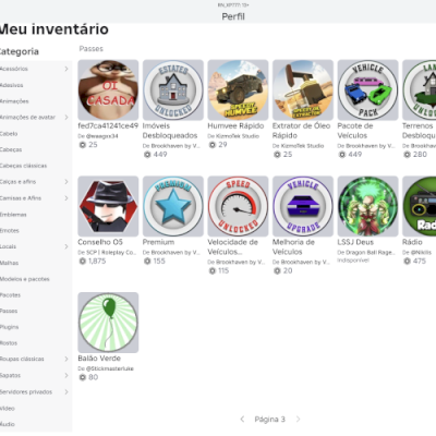 Vendo conta com mais de 11 mil robux gastos