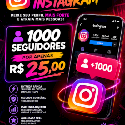 Seguidores no instagram 1000 seguidores em promoção por tempo limitado